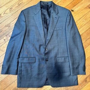 Ralph Lauren 100% Wool Navy Checkered Blazer